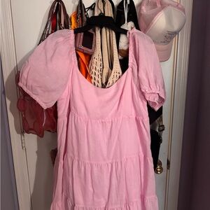 Everly Light Pink Dress with Puff Sleeves